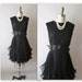 60's Chiffon Dress // Vintage 1960's Miss Elliette Black Pleated Chiffon Cocktail Party Mad Men Dress M L