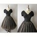 50's Cocktail Dress // Vintage 1950's Flocked Chiffon Full Cocktail Party Prom Dress S M