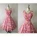 50's Floral Print Dress // Vintage 1950's Floral Print Garden Party Mad Men Cocktail Dress XS