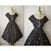 50's Cocktail Dress // Vintage 1950's Black Pink Taffeta New Look Cocktail Party Dress M