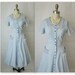 50's Shirtwaist Dress // Vintage 1950's Blue White Cotton Shirtwaist Casual Dress M