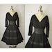 50's Designer Cocktail Dress // Vintage 1950's Black Mollie Parnis New Look Cocktail Party Full Dress M