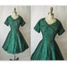 50's Cocktail Dress // Vintage 1950's Floral Brocade Full Cocktail Party Mad Men Dress XS S