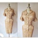 50's Secretary Dress // Vintage 1950's Illuminated Letter Novelty Print Mad Men Secretary Wiggle Dress L