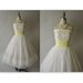 50's Wedding Dress // Vintage 1950's Flocked White Chiffon Strapless Wedding Dress Gown XS