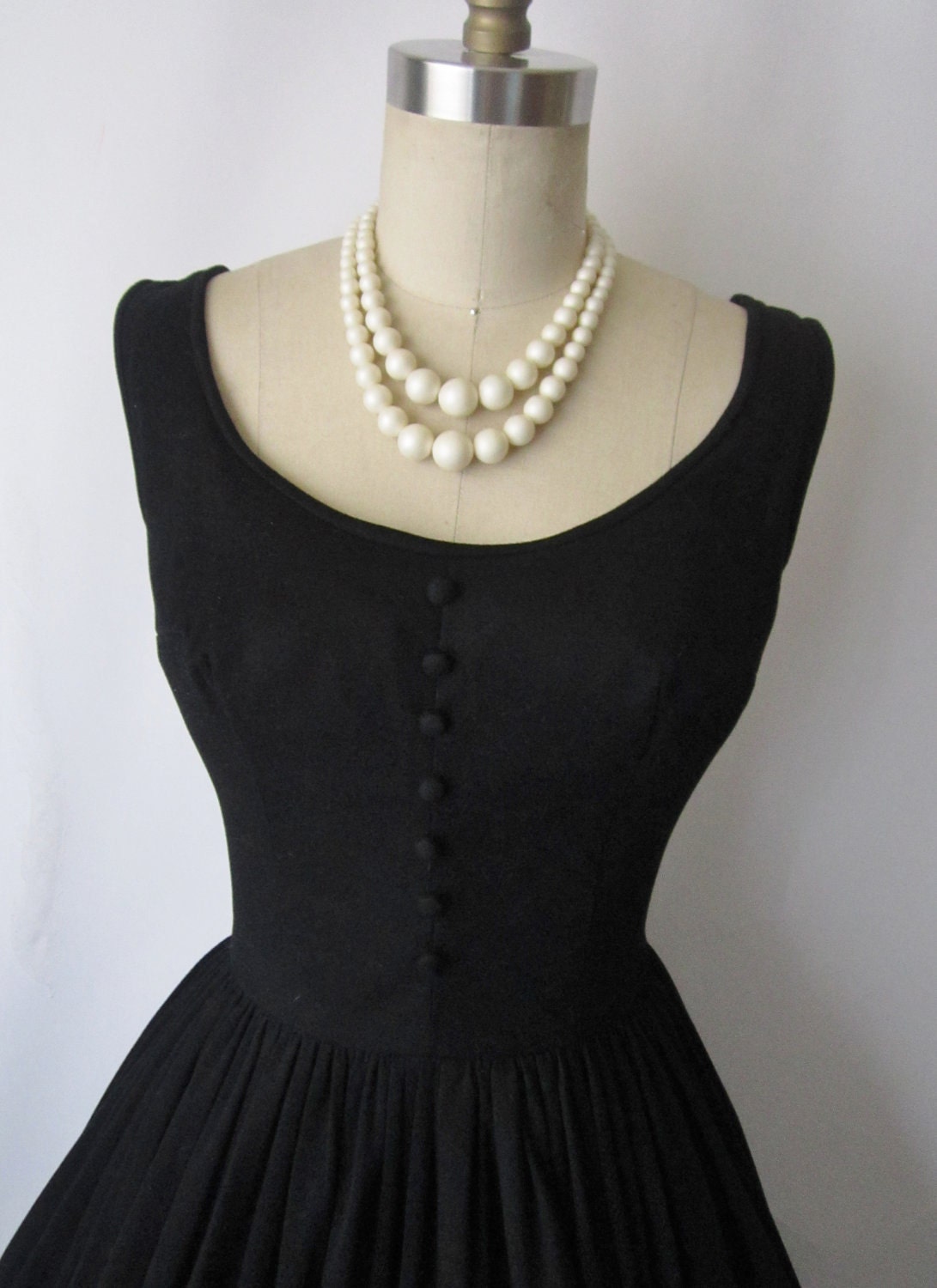 50's Cocktail Dress // Vintage 1950's Black Cocktail