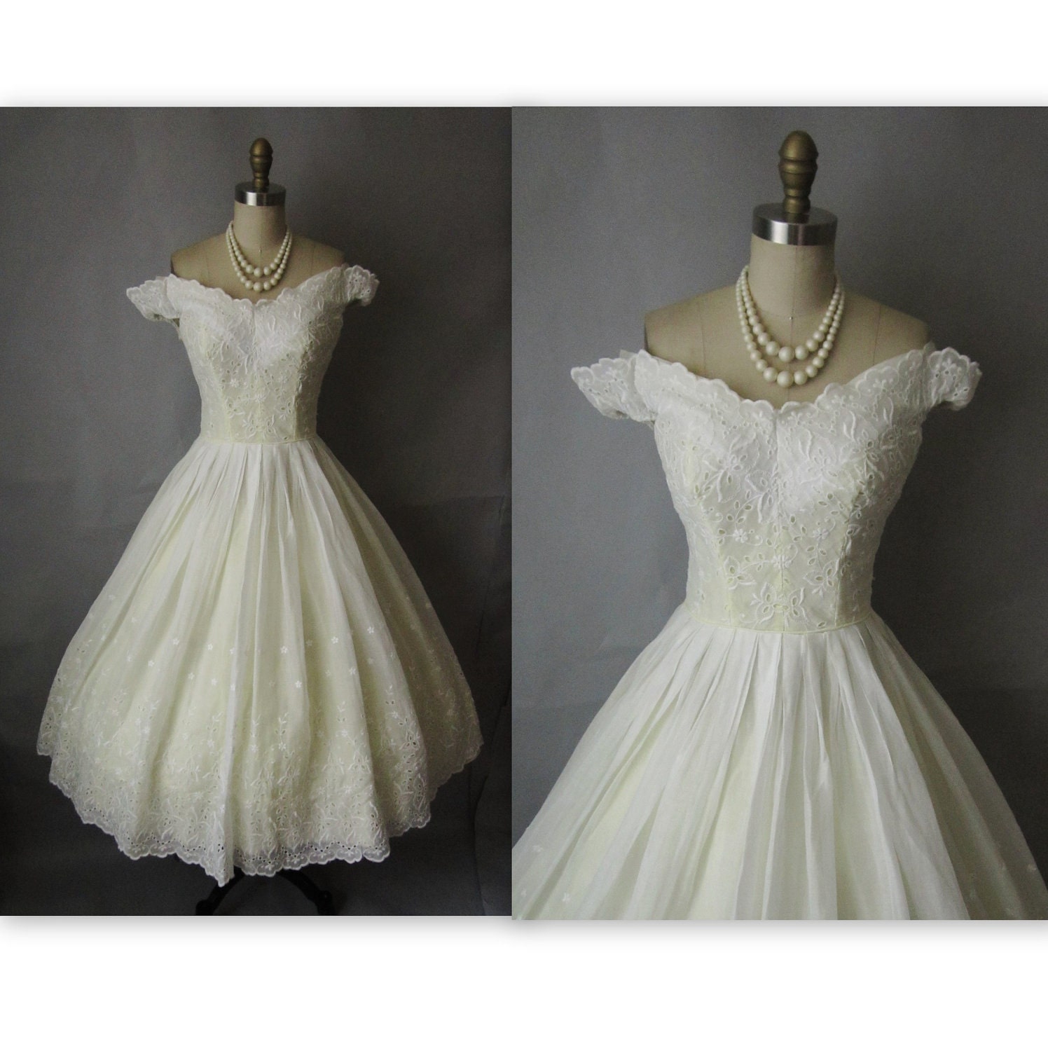 50's Wedding Dress // Vintage 1950's Embroidered