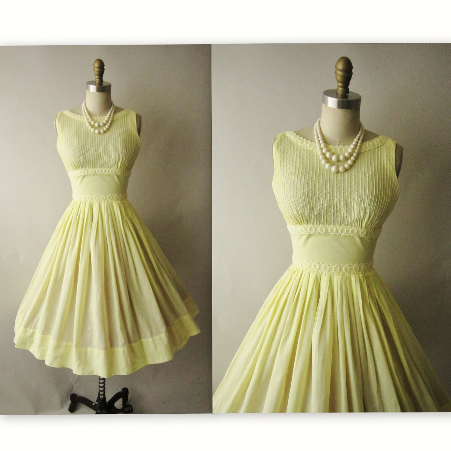 50's Summer Dress // Vintage 1950's Canary by TheVintageStudio