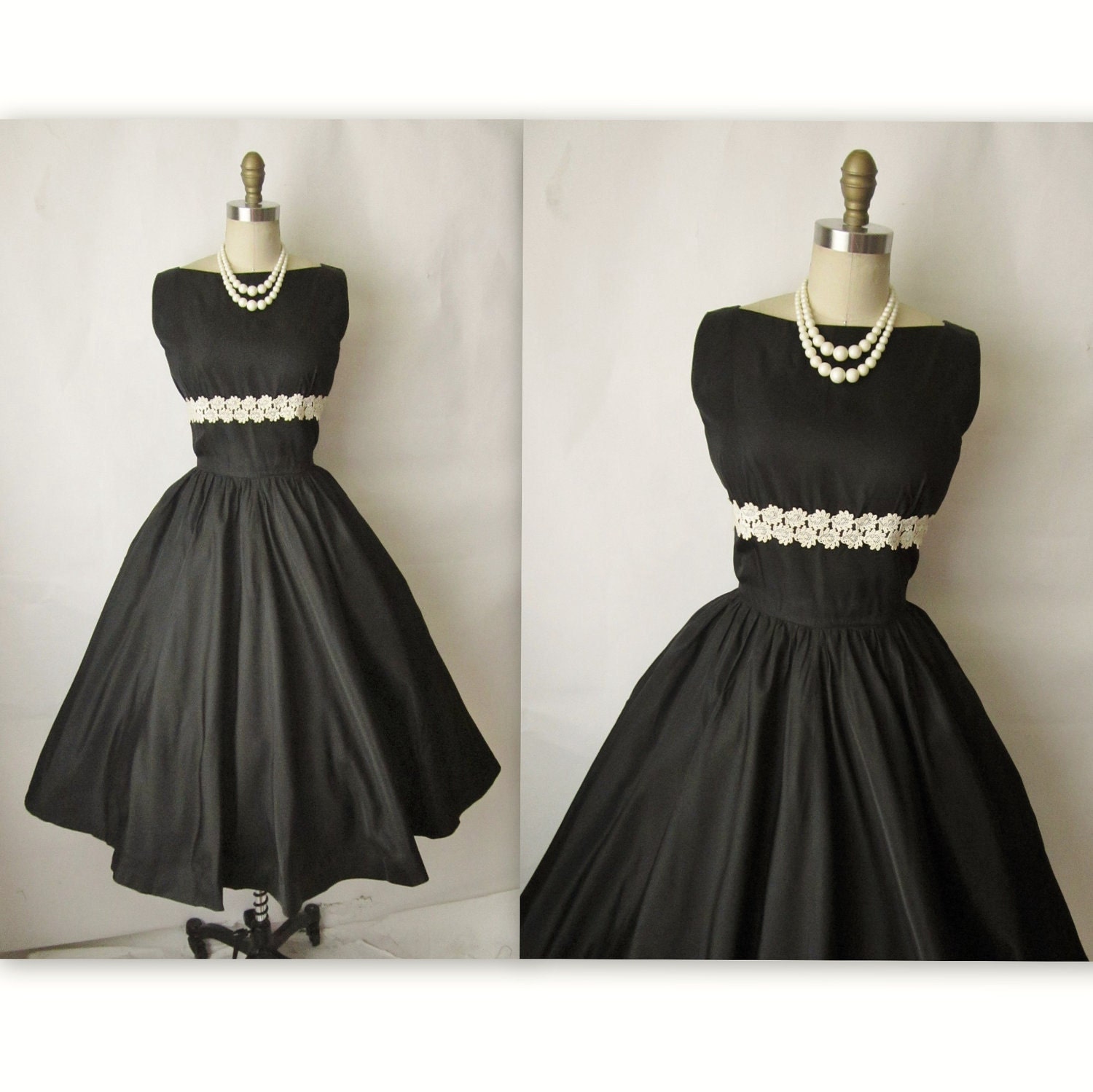 50's Cocktail Dress // Vintage 1950's Black by TheVintageStudio