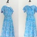 1950s dress / xxl dress / Floral Dress Blue plus size XL