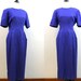 1980s dress / indigo blue dress / silk cotton dress large Flora Kung