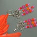 RESERVED--Fuchsia Pearls, Hot Pink, Magnesite, Bright, Neon Orange, Hand wired, Chandelier, Silver EARRINGS