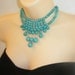 Blue turquoise, statement, big, bold, handmade, handwired, chunky, beaded, unique, chocker or longer, natural gemstone, silver necklace
