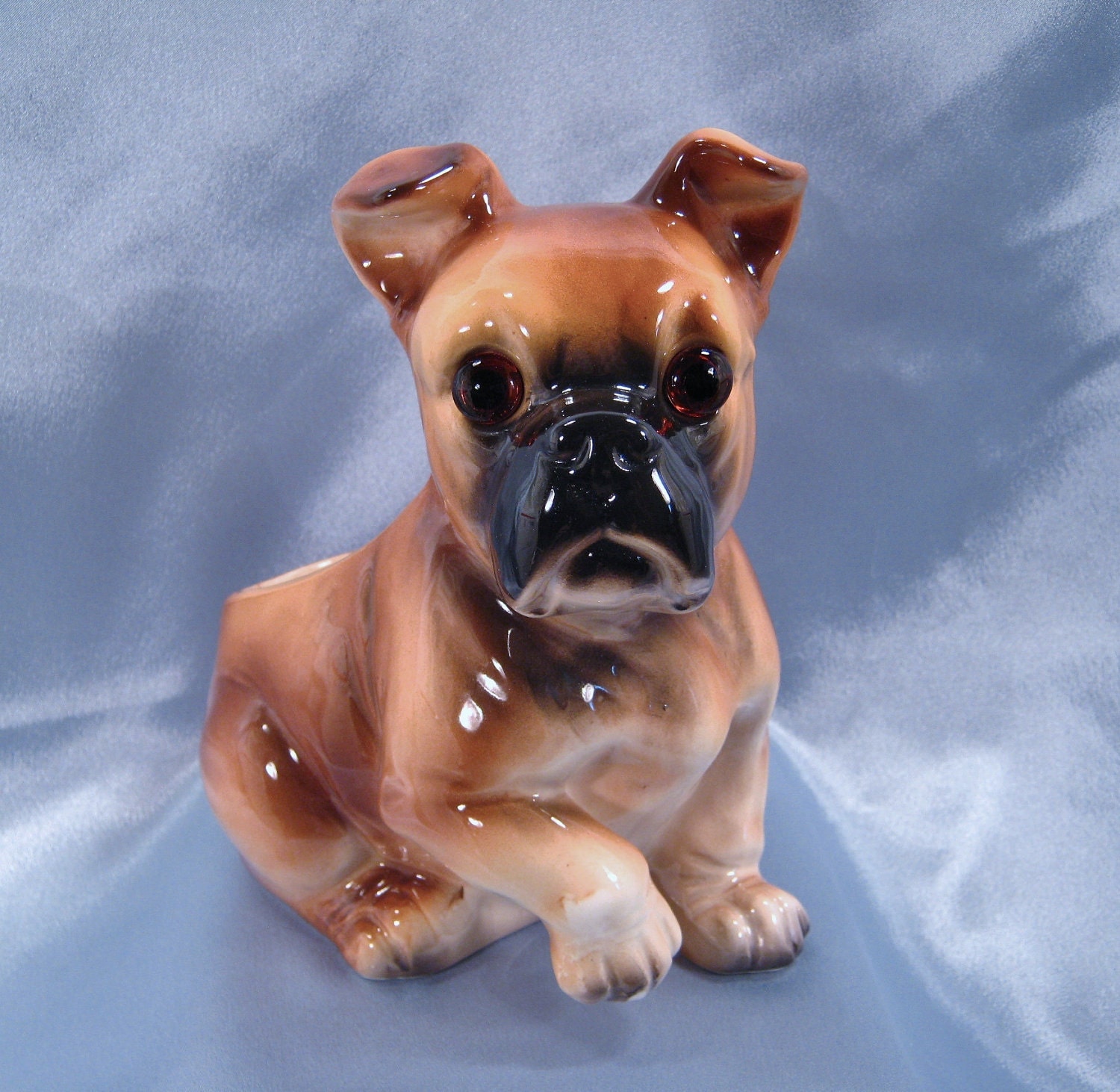 1950s Lefton Boxer Vintage Ceramic Dog Planter