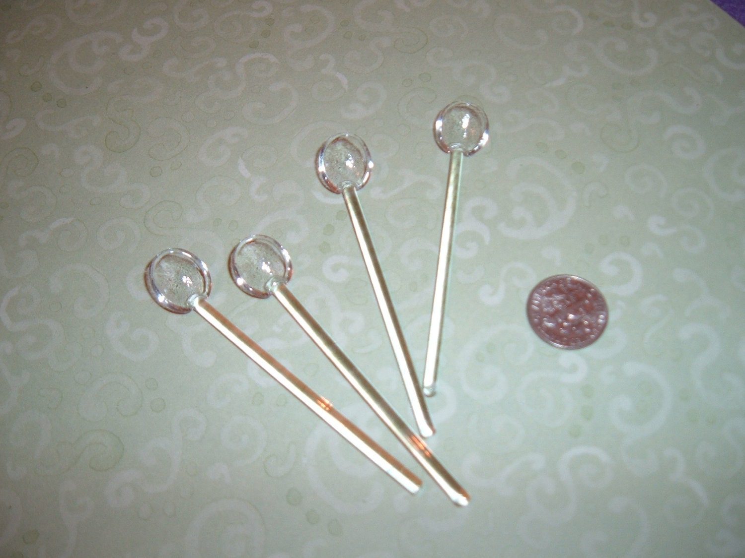 Tiny vintage clear glass salt spoon set