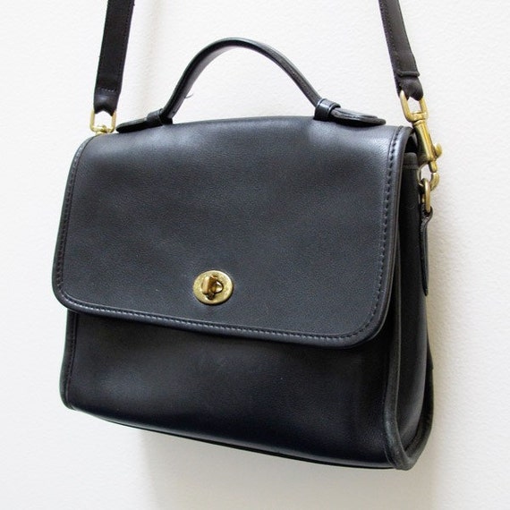 Vintage Black Coach Court Purse Handbag Style 9870 by FollowMeMoon
