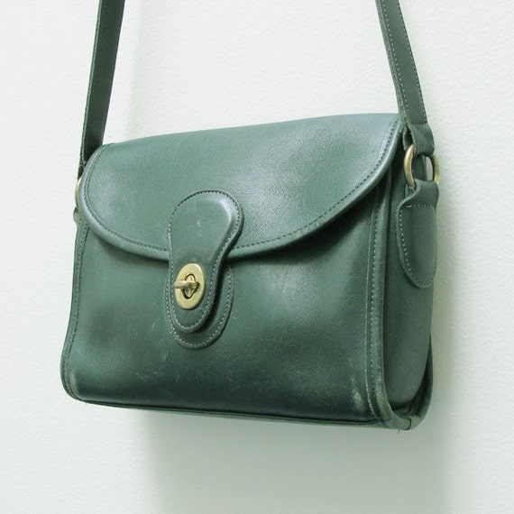 Vintage Hunter Green Devon Leather Coach Purse Shoulder Bag