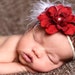 Red flower headband - newborn headband - baby headband