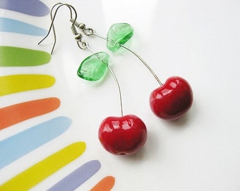 FREE WORLDWIDE SHIPPING - Cherry Clay Earrings