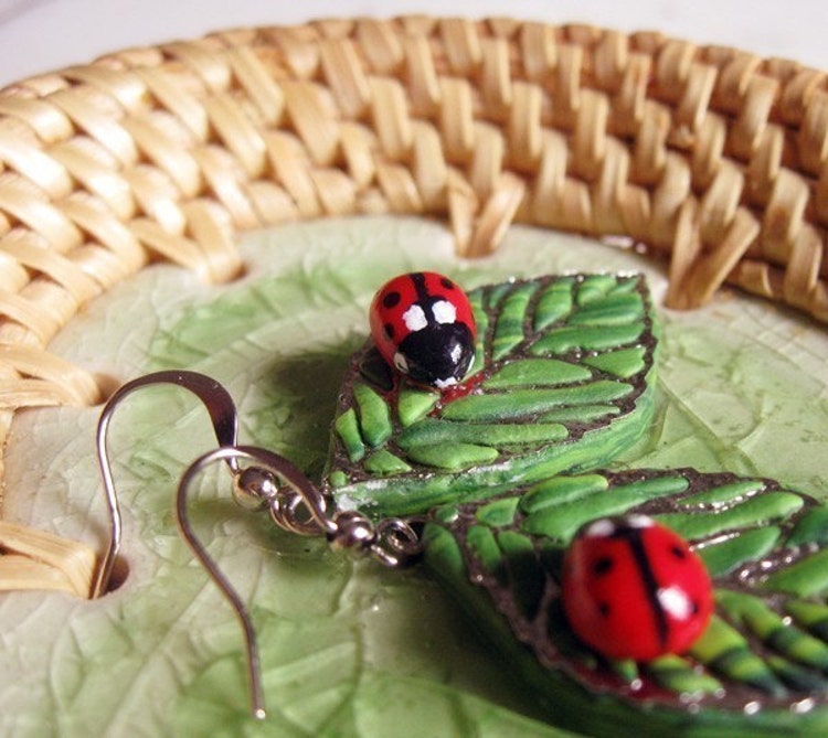Cute Ladybug Earrings by smafactory on Etsy