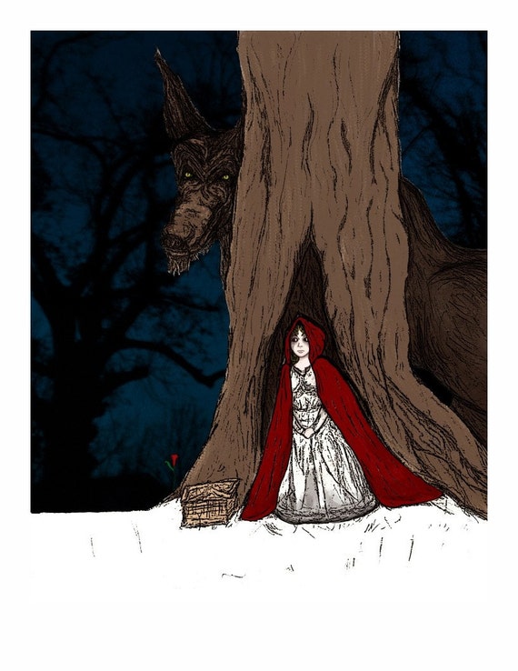 Items similar to Big Bad Wolf - a fairy tale inspired print on Etsy