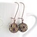 Tiny flowers earrings copper findings and olive green rhinestones