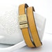 Mustard yellow color leather bracelet double wrapped with magnetic clasp brass color