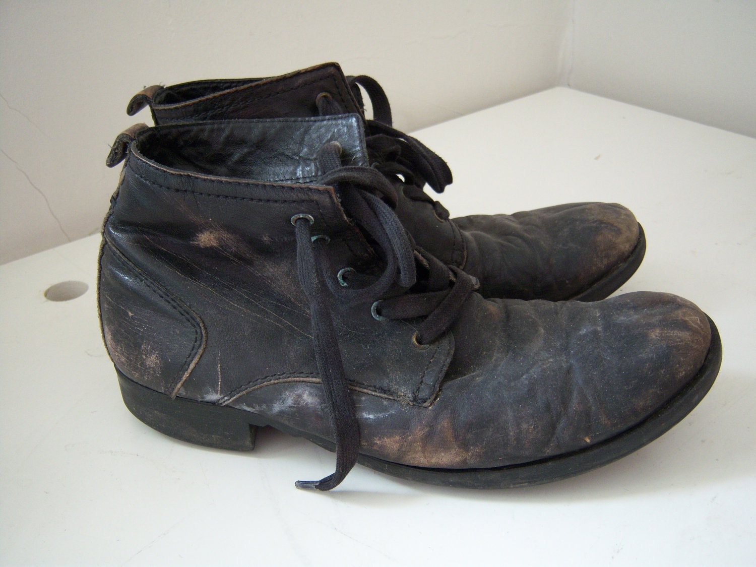 Civil War-type Black Japanese Leather Boots by vintafresh on Etsy