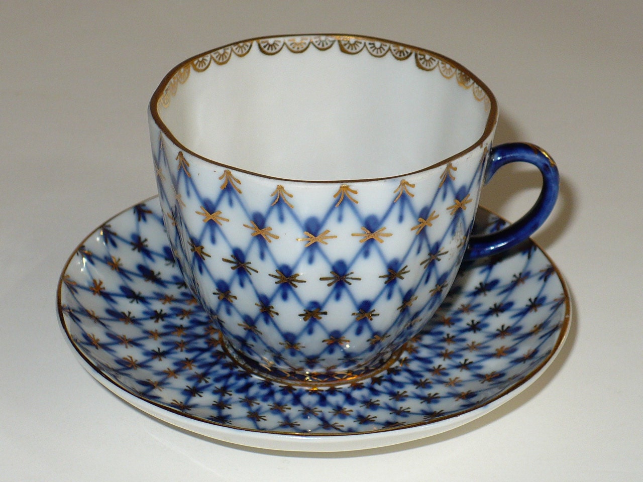 Antique Porcelain Lomonosov Russian Cup Saucer by designfinder