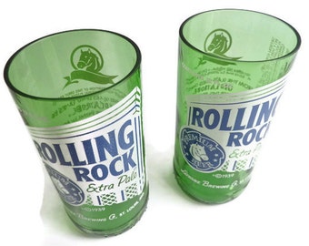 Beer Bottle Drinking Glasses Rolling Rock Tumblers Set Of 2