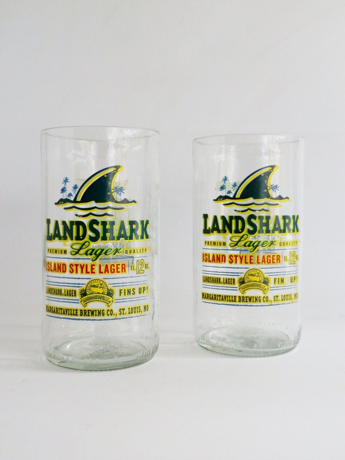 Beer Bottle Drinking Glasses Landshark Tumblers Set Of 2