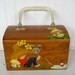 Vintage Wood Box Purse Hand Painted With Lucite Handle 1960s