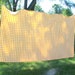 large vintage 1970s woven checked picnic TABLECLOTH light orange and white 102" x 58"
