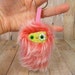 Bloom the plush monster miniature pink white and green Ugglette keychain