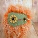 Geri the plush monster miniature orange cream and olive green stuffed animal