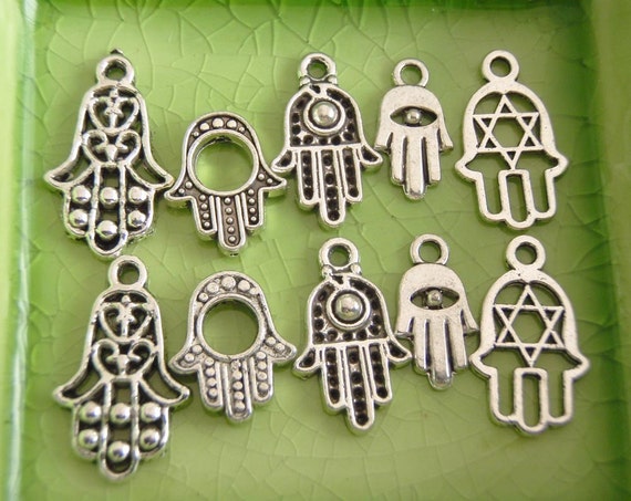 10 silver hamsa of fatima evil eye charms pendants 10 silver hamsa of fatima evil eye charms pendants