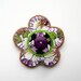 Vintage Fabric flower Brooch 1970s Purple Daisy