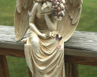 SALE Coastal Shores Majestic Sea Shell Encrusted Resting Grace Angel