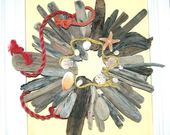 Coastal Shores Rustic Driftwood Sea Shell Wreath