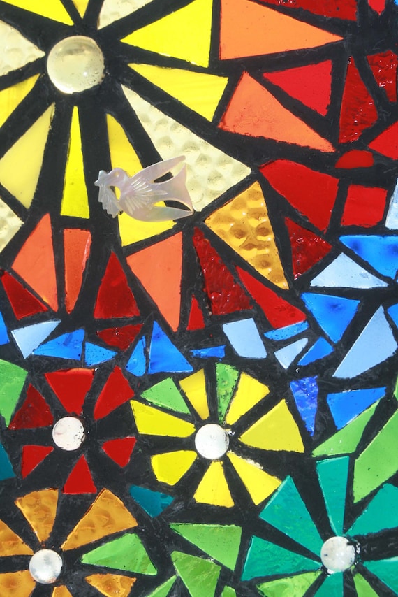 SALE... Unique Abstract Garden OF Eden Mosaic Stained Glass