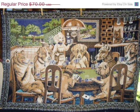 Dogs playing poker tapestry sale
