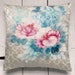 Hand-painted Vintage Kimono Fabric Cushion: 'Pink Peonies' (12" x 12")