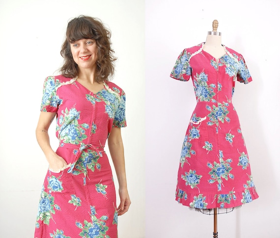 1950s House Dress / 50s Happy Homemaker by wildfellhallvintage