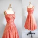 1950s Dress / 50s Fire Brocade Gown