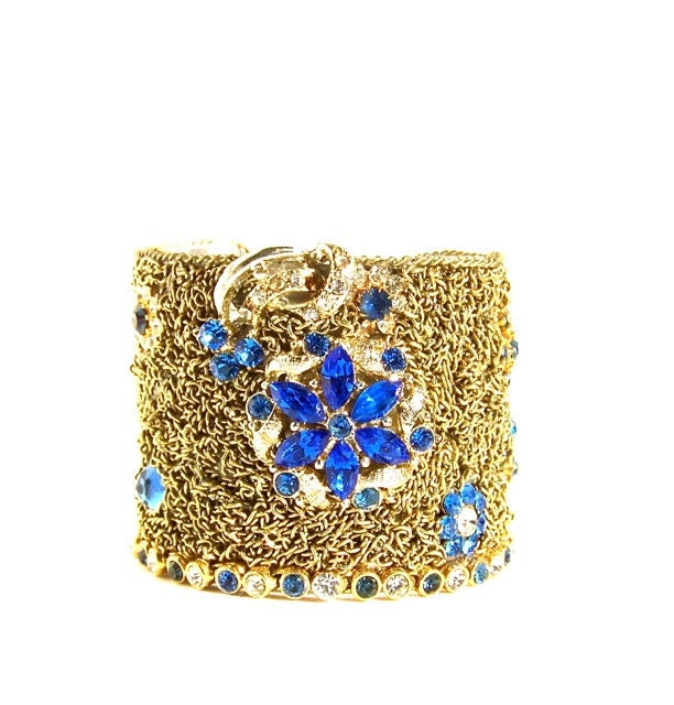 Jewelry Bracelet Sapphire Cuff by by dabchickvintagegems on Etsy