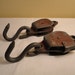 Two Vintage Metal Pulleys ( Blocks) - Rope - Industrial - Heavy Lifting - Lighting - Repurpose