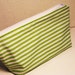 Zip Pouch, Cotton, Green and White, Striped