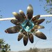 Huge Sterling Retro Articulated Glass Rhinestone Gold Vermeil Flower Brooch