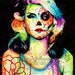 Limited Edition Blondie Day of the Dead Splatter Portrait Art Print by Carissa Rose apprx 11x14