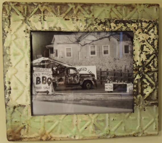 UNIQUE Vintage Tin Ceiling Tile Picture Frame 8x10